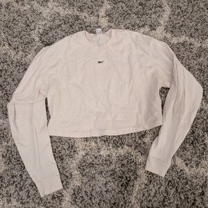 NWOT Reebok Cropped Cotton Long Sleeve White Shirt size S
